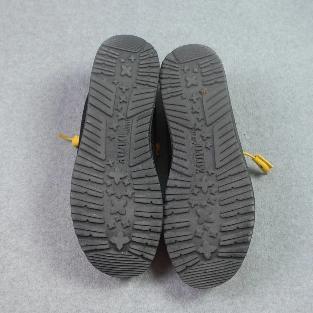 Hey Dude Shoes Mens Size 9 Black Yellow Casual Wally Sox Loafer Lightweight - Picture 8 of 10